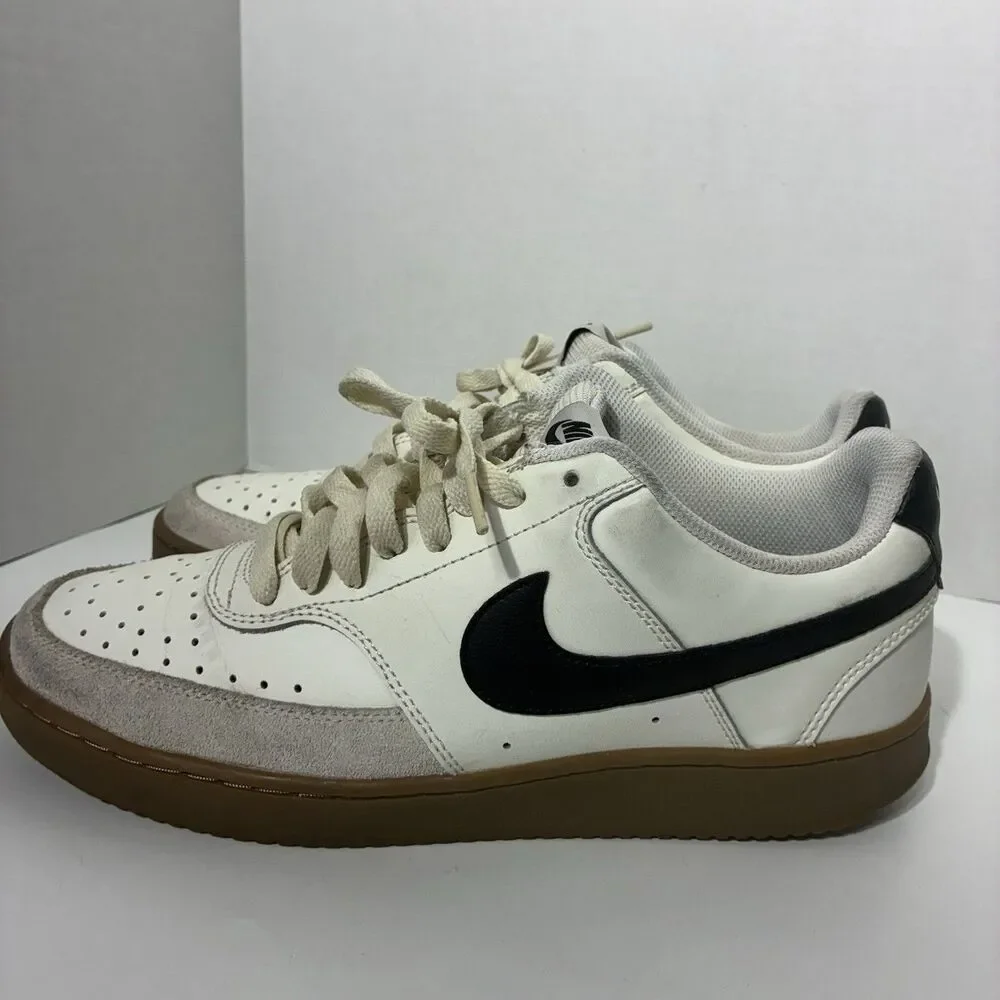 Nike Court Vision Low Men’s Size 9 Sail Black Gum Sneakers FQ8075-133